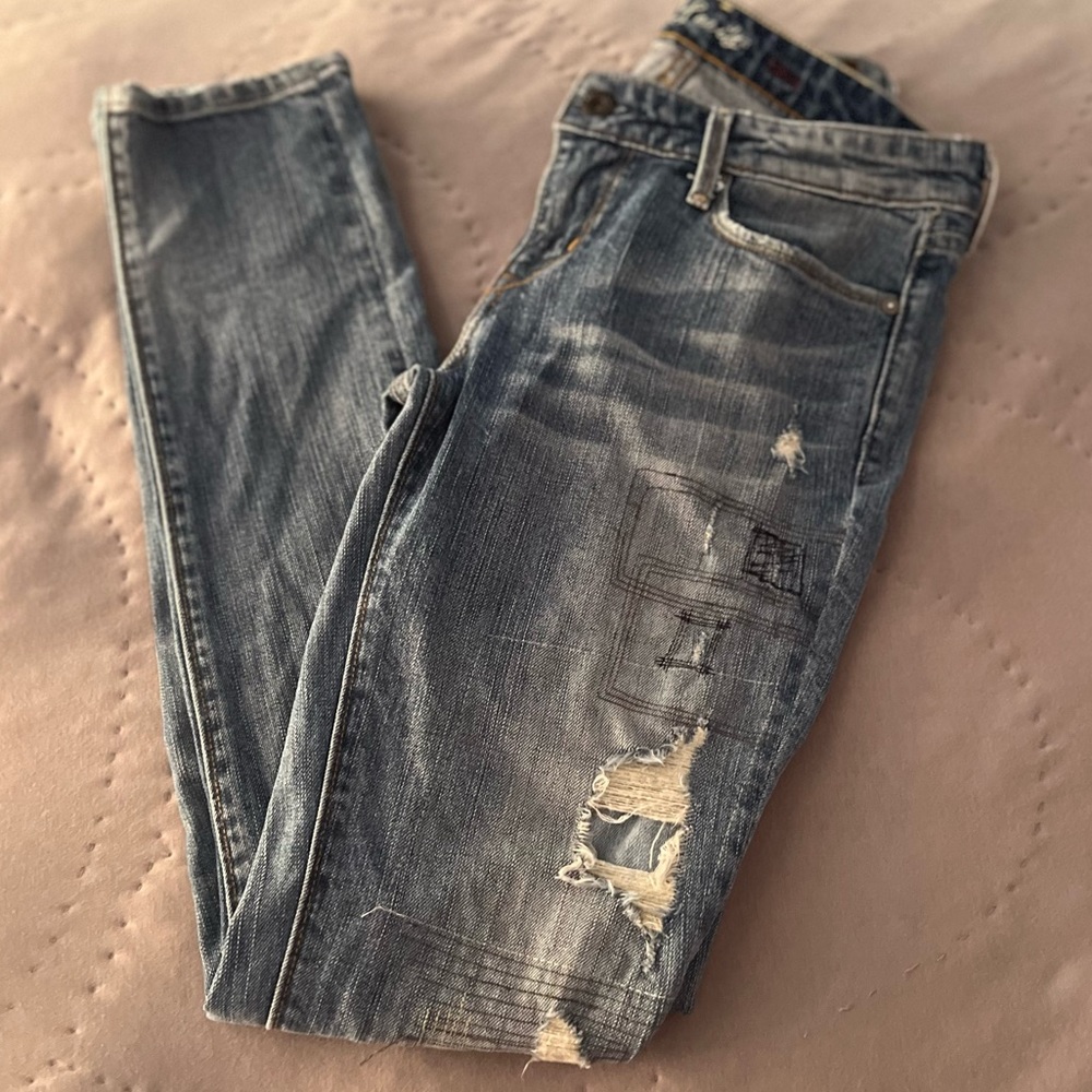 Levi’s Denim Patchwork Jean’s Distressed Euc Size… - image 5